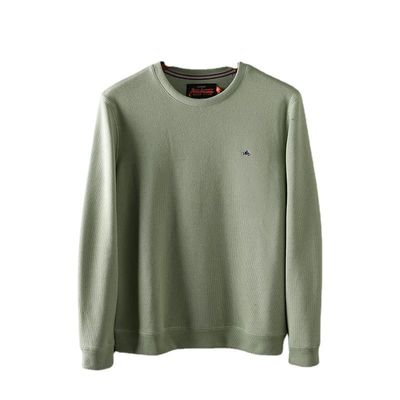 Suéter de cuello O-Neck bordado de hombre de cuello redondo Terry Pullover sin forro y mano de obra