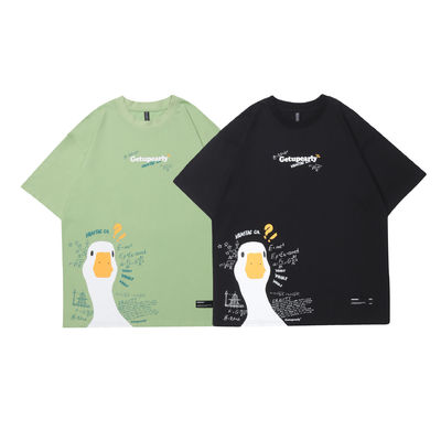 Popularidad juvenil 18-24Años de edad Verano dibujos animados Pato Impresión Hip Hop T-shirt de pareja suelta
