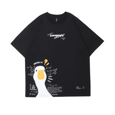 Popularidad juvenil 18-24Años de edad Verano dibujos animados Pato Impresión Hip Hop T-shirt de pareja suelta