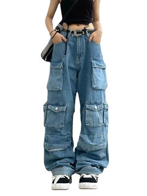 Cotton Denim Hiphop de gran tamaño envuelto en bolsas jeans sueltos para hombres para un estilo sostenible