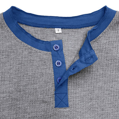 Camisetas de algodón Henley de manga larga y en blanco para hombres Camisetas ligeras con botón con cuello redondo