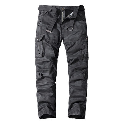 Overalls de camuflaje de bolsillo múltiple para hombres de algodón puro con cintura media y ajuste recto