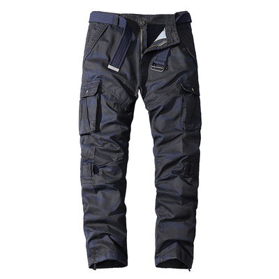 Overalls de camuflaje de bolsillo múltiple para hombres de algodón puro con cintura media y ajuste recto
