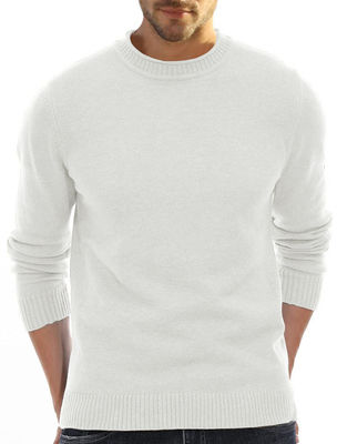Pullover de tricotado de cuello de equipo de hombres personalizado para fabricación OEM ODM