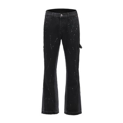 Jeans rectos para hombres de High Street con diseño impreso y ligera luz en lavado oscuro