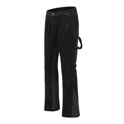 Jeans rectos para hombres de High Street con diseño impreso y ligera luz en lavado oscuro