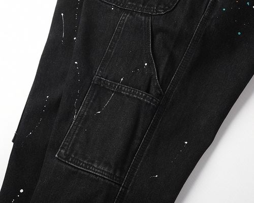 Jeans rectos para hombres de High Street con diseño impreso y ligera luz en lavado oscuro
