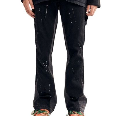Jeans rectos para hombres de High Street con diseño impreso y ligera luz en lavado oscuro