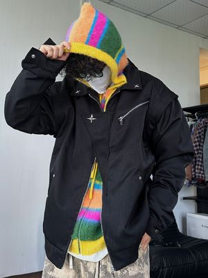 Diseño de los hombres Casual Rayada con cremallera con capucha Tricotado suéter de cardigan por XMAMLON RTS