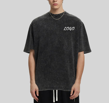 Versión suelta 100% de algodón 230G Peso pesado ropa de calle lavada camiseta para hombres de gran tamaño