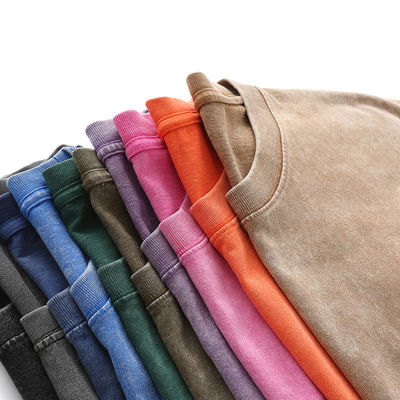 Versión suelta 100% de algodón 230G Peso pesado ropa de calle lavada camiseta para hombres de gran tamaño