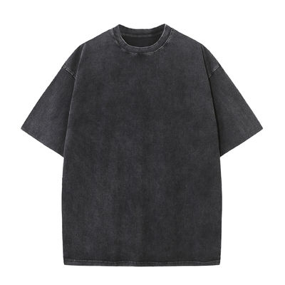 Versión suelta 100% de algodón 230G Peso pesado ropa de calle lavada camiseta para hombres de gran tamaño