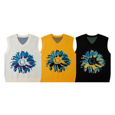 Pullovers de cuello en V de sol de hombre de costumbre suéter de punto chaleco sin mangas zapatillas de chaqueta