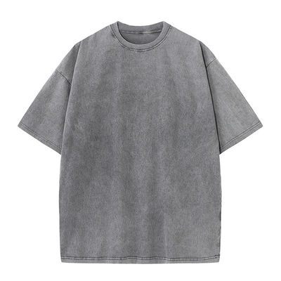 Camisetas con cuello redondo 100% de algodón de lavado y tamaño más camisetas para hombres