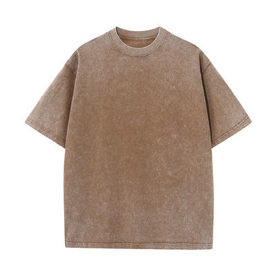 Camisetas con cuello redondo 100% de algodón de lavado y tamaño más camisetas para hombres