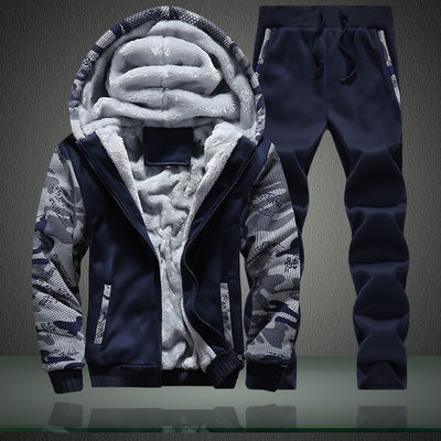 Tejido de punto M-6XL Camiseta de peluche Conjunto de tamaño grande abrigo con capucha Cardigan para hombres