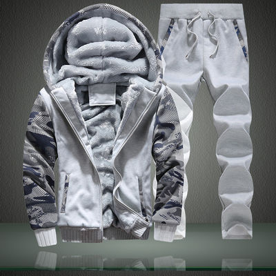 Tejido de punto M-6XL Camiseta de peluche Conjunto de tamaño grande abrigo con capucha Cardigan para hombres