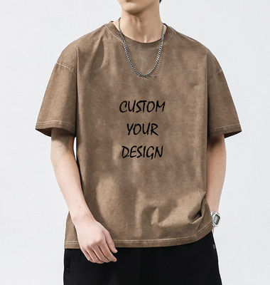 Lavado XMAMLON RTS OEM Vintage 250G Streetwear de gran tamaño camiseta de peso pesado para hombres