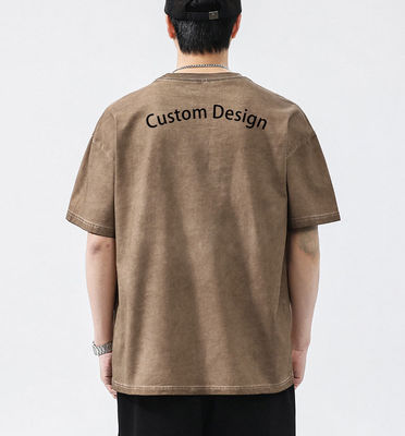 Lavado XMAMLON RTS OEM Vintage 250G Streetwear de gran tamaño camiseta de peso pesado para hombres