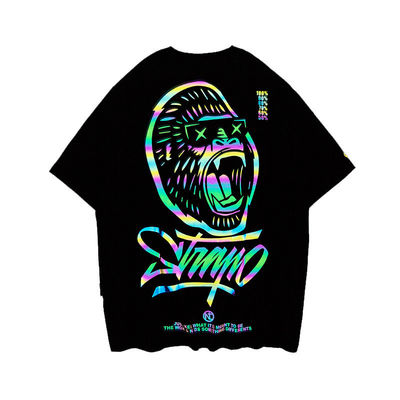 Logotipo personalizado estilo Hip Hop T-shirt de fluorescencia reflectante UV Impresión para hombres de talla grande
