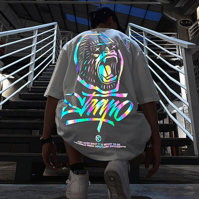 Logotipo personalizado estilo Hip Hop T-shirt de fluorescencia reflectante UV Impresión para hombres de talla grande
