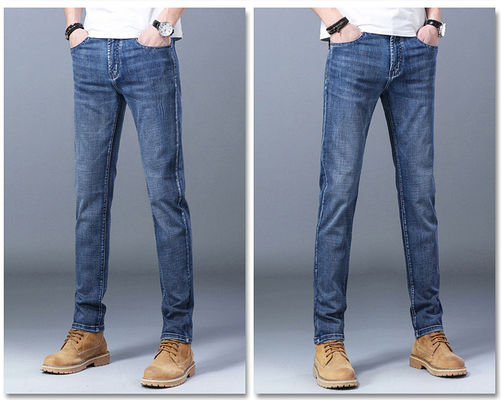 80% de algodón Calzoncillos de piernas rectas Denim Jeans para hombres y mujeres Estilo Piernas rectas