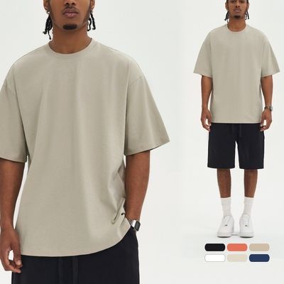 220G de gran tamaño 100% de algodón camiseta masculina para ropa de calle vintage