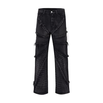 Jeans de mezclilla para hombres Bagi en XMAMLON RTS con apertura de mosca de plaqueta de cierre y azul daño
