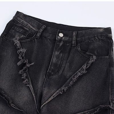 Jeans de mezclilla para hombres Bagi en XMAMLON RTS con apertura de mosca de plaqueta de cierre y azul daño