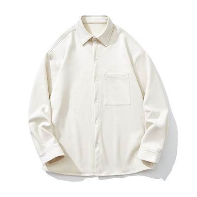 Invierno de los hombres 2023 Camisa de color suéter de manga larga de color sólido con bolsillos y estilo flexible