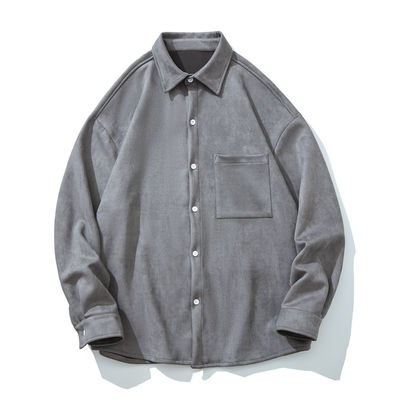 Invierno de los hombres 2023 Camisa de color suéter de manga larga de color sólido con bolsillos y estilo flexible