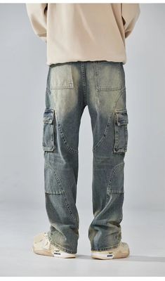 Jeans para hombres pantalones regulares de cintura media pantalones de carga para venta al por mayor