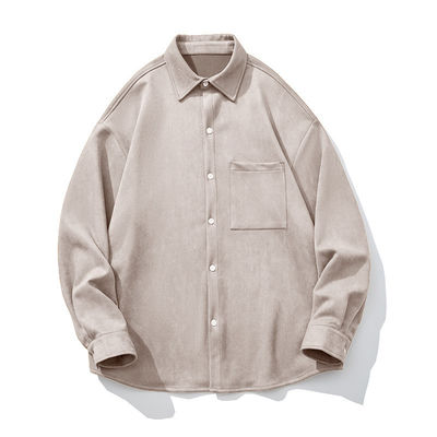 Invierno de los hombres 2023 Camisa de color suéter de manga larga de color sólido con bolsillos y estilo flexible