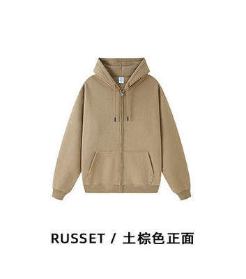 Logotipo personalizado 350G Sudaderas gruesas de algodón con cremallera Manga regular y peso de tela