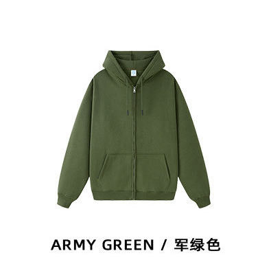 Logotipo personalizado 350G Sudaderas gruesas de algodón con cremallera Manga regular y peso de tela