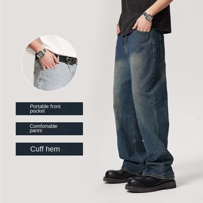 Pantaloncillo de mezcla de cintura de hombre con pantalón de mezcla de hombre con pantalón de línea recta lavado a medida con estampado de cuadrado ligero