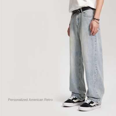 Pantaloncillo de mezcla de cintura de hombre con pantalón de mezcla de hombre con pantalón de línea recta lavado a medida con estampado de cuadrado ligero