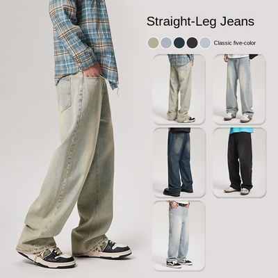 Pantaloncillo de mezcla de cintura de hombre con pantalón de mezcla de hombre con pantalón de línea recta lavado a medida con estampado de cuadrado ligero