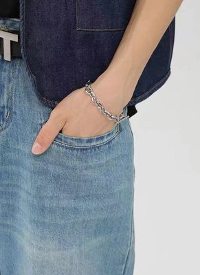 tejido de poliéster/algodón Jeans azules rectos para hombres con impresión digital