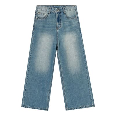 tejido de poliéster/algodón Jeans azules rectos para hombres con impresión digital