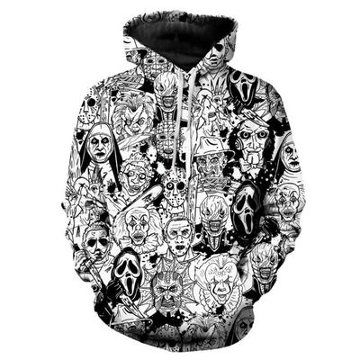 Hoodie con capucha para hombres otoño/invierno 2023 con impresión 3D de Halloween en mezcla de poliéster/algodón