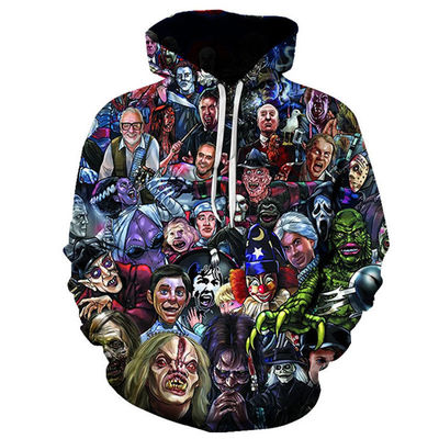 Hoodie con capucha para hombres otoño/invierno 2023 con impresión 3D de Halloween en mezcla de poliéster/algodón