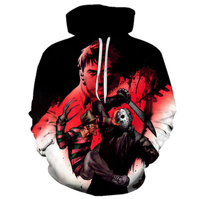 Hoodie con capucha para hombres otoño/invierno 2023 con impresión 3D de Halloween en mezcla de poliéster/algodón
