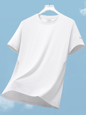 Estilo deportivo Logotipo personalizado Polyester Spandex camisetas blancas de gran tamaño para hombres