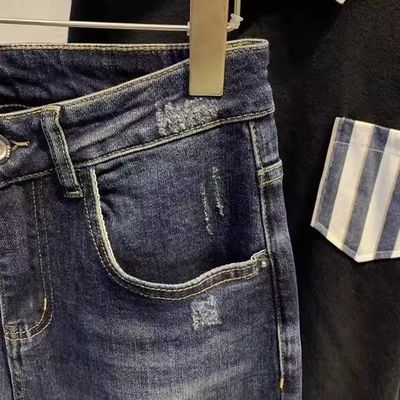 Medio cinturón XMAMLON Hip Hop masculino ropa callejera delgada rasgada daño jeans pantalones pantalones