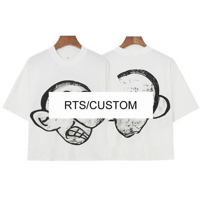 Camisetas de hombre y mujer de gran tamaño con impresión gráfica RTS personalizada en algodón 100%