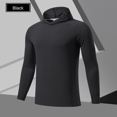 Impresión digital 100% de poliéster con sudadera negra con capucha de hombre con sudadera cortada