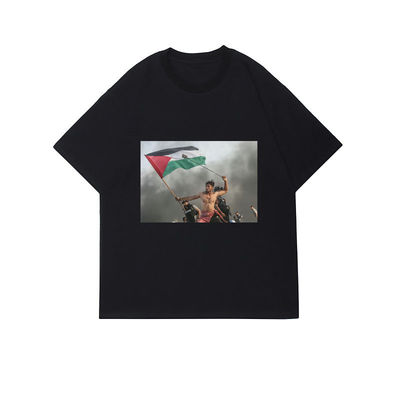 Camisetas gráficas de algodón personalizadas para hombres con patrón de impresión antipilling
