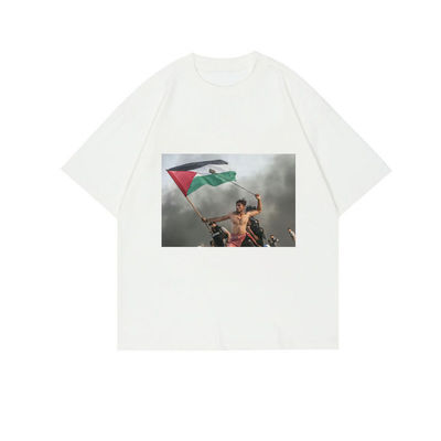 Camisetas gráficas de algodón personalizadas para hombres con patrón de impresión antipilling