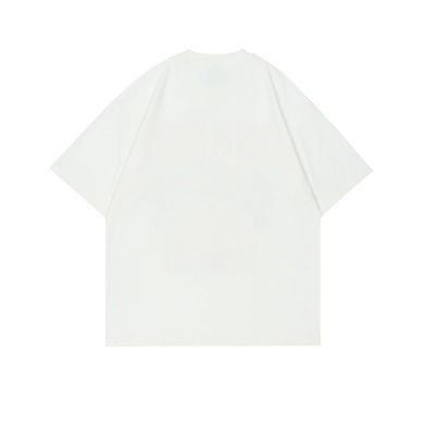 Chico de manga corta Impresión patrón de talla más Blanco de los hombres camisetas Coton Casual camisas